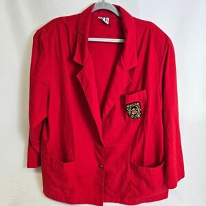 Vtg 80's Ms. Russ Blazer, Red, Size 22W, Made in the USA,‎ Flaw